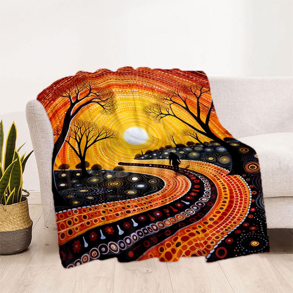 Australian Aboriginal Style 22 Blanket Soft Warm Cozy Perfect for Seaside Couch Picnics All-Season Use Modern Style Birthday Christmas Gift Blanket