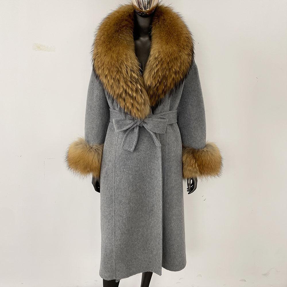 OFTBUY Wool Coat Women 2024 Autumn Winter Real Fox Fur Jacket Female Long Warm Natural Fox Fur Collar Fur Cuffs Coat Woolen Coat