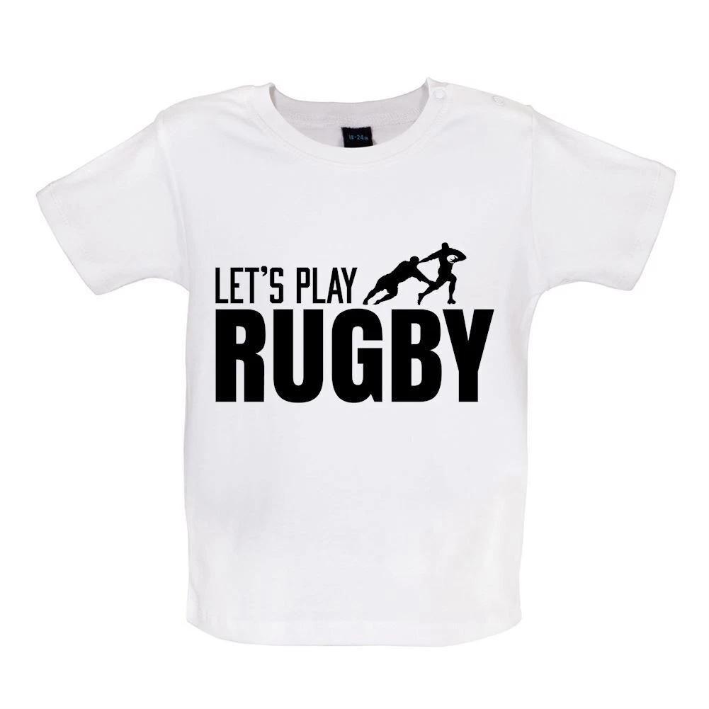 Let s Play Rugby - Baby Kids Boys Girls Unisex T-Shirt / Bodysuit - League Union Fun Player England 100