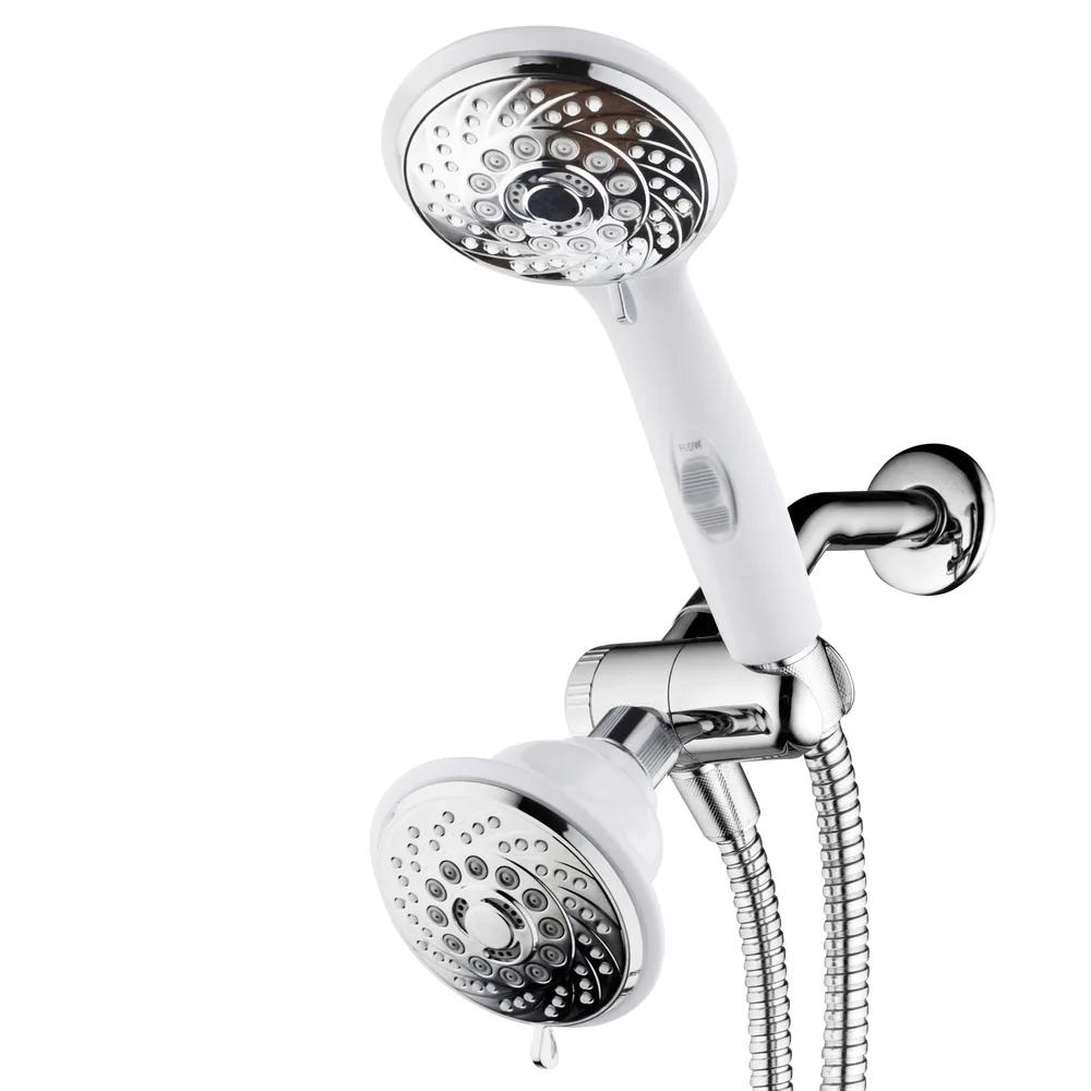 Designer 2-Tone Showerhead Handheld Combo 30-Setting Dual Spray Chrome White Easy Installation High Power Precision
