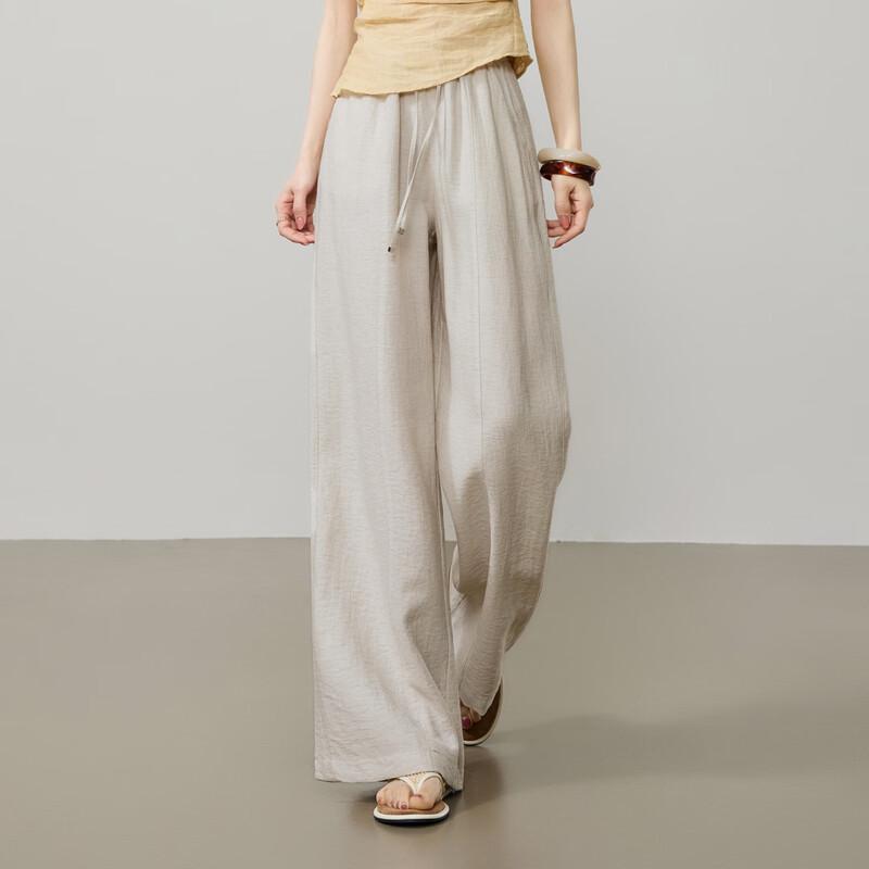 ESE-Y Women s High-Waisted Linen Blend Wide-Leg Pants