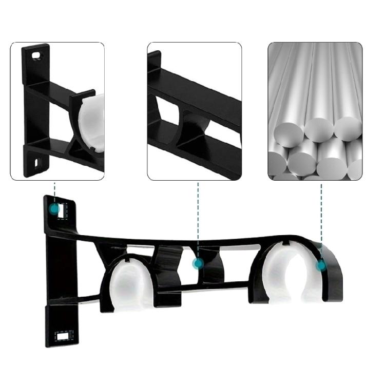Pack of 6 Black Double Curtain Rods Wall Brackets Metal Holders for 25mm Poles Drapery Track Rails Hangers Brackets