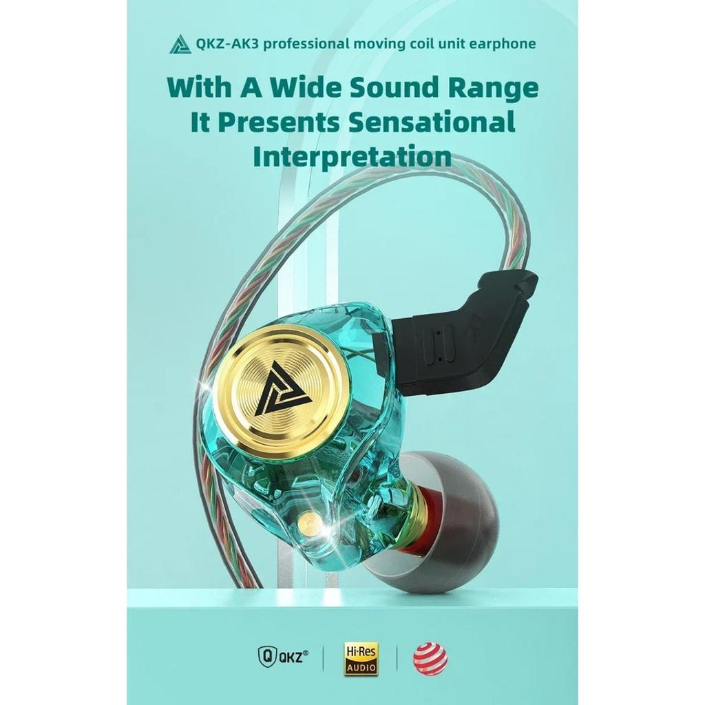 QKZ AK3 FiLe Kabelgebundener Kopfhörer mit Mikrofon HiFi-Musikmonitor Bass-Kopfhörer Headset mit Geräuschunterdrückung für Sport-Gaming-Ohrhörer