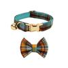 Plaid Series Engravable Pet Collar with Bell - For Cats & Dogs