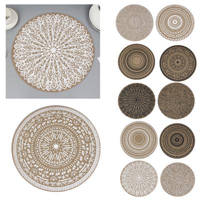 Ronde jute placemats, handgeweven, rustieke tafelmatten, hittebestendige onderzetters voor waterglazen, herbruikbare keukendecoratie.
