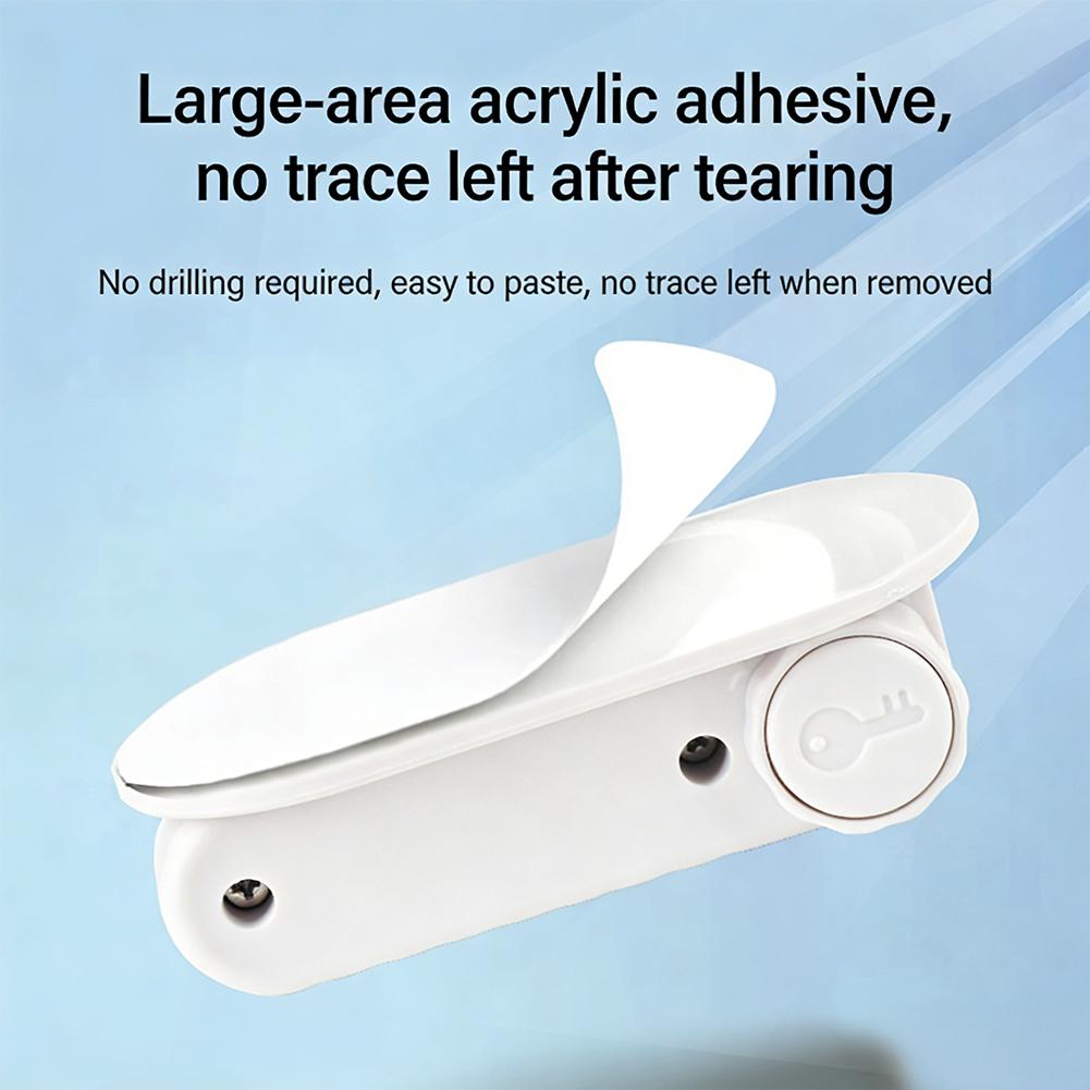 Universal Child Safety Door Lever Lock Punch-Free Anti-Open Hidden Button Buckle Self-Adhesive ABS Anti-Pinch Door Handle Lock for Home Baby Security