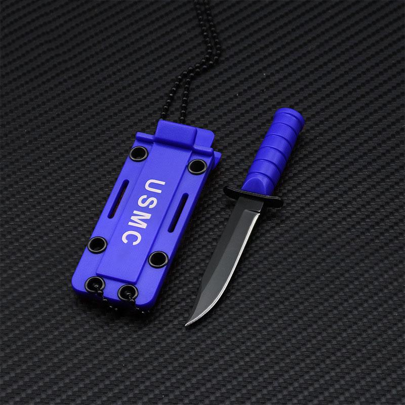 Survival Straight Knife Sawtooth Blade  Portable Mini Necklace Tactical Knife for  Hunting Camping with Scabbard