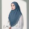 Non-Transparent Double Layer Chiffon Hijab Elegant Drape Solid Color Instant Chin Cover Scarf Pinless Design Wrinkle-Resistant
