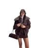 Women's Autumn 2025 New Knit Sweater with Fur Collar, Long Sleeve, Slim Fit, Casual Jacket