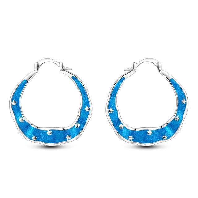 Новые серьги-кольца с двойным кольцом из серебра 925 пробы с цирконием — фото 39