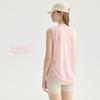 Slub yarn breathable yoga vest women's loose round neck sleeveless sports top hem drawstring yoga blouse
