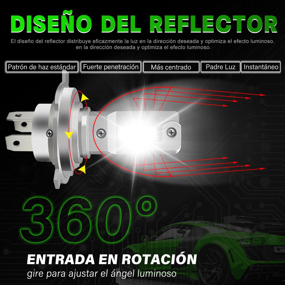 1Pcs H4 LED Moto Headlight Bulb 60W 6000LM Halogen Size Motorcycle Light Hi-Lo Beam Turbo Fan Super Bright 6000K 12V