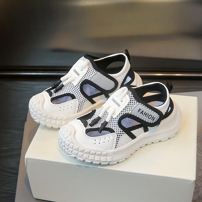 

Kids Casual Shoes Hollowed-out Non-slip Children Sports Sandals Toes Capped Soft Sole 2025 Summer Students Mesh Shoes Breathable 26 чёрный