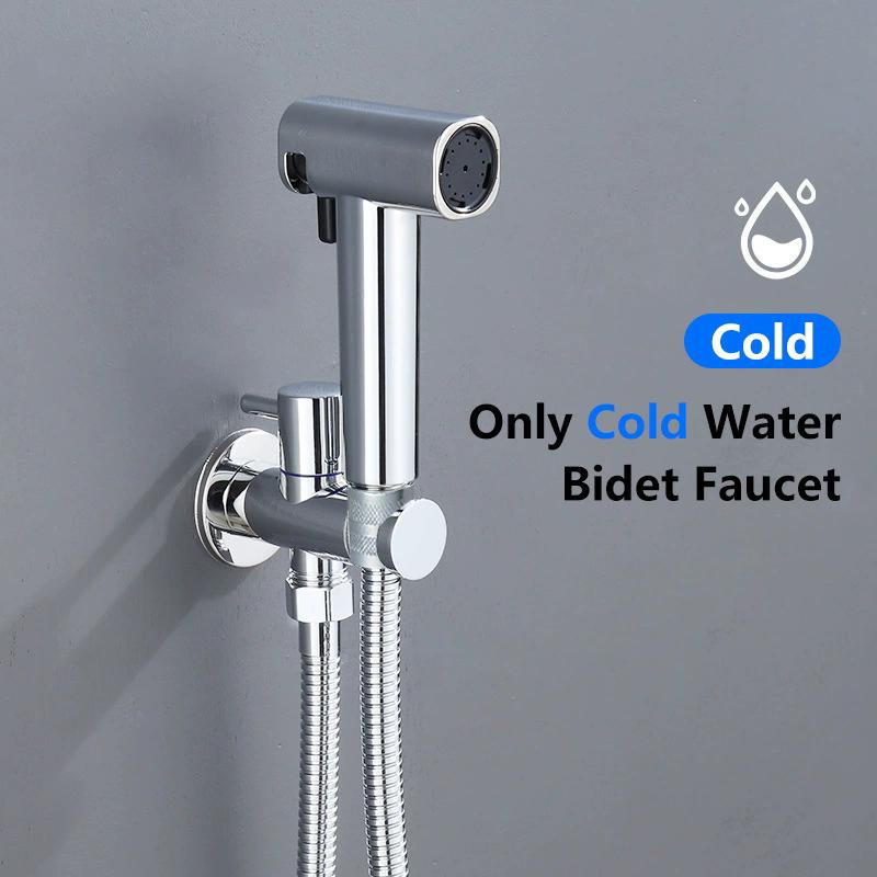 Grey Hand Held Bidet Sprayer Douche Toilet Kit Bidet Faucet Gold Round Shattaf Shower Head Copper Valve Set Jet Bidet Faucet