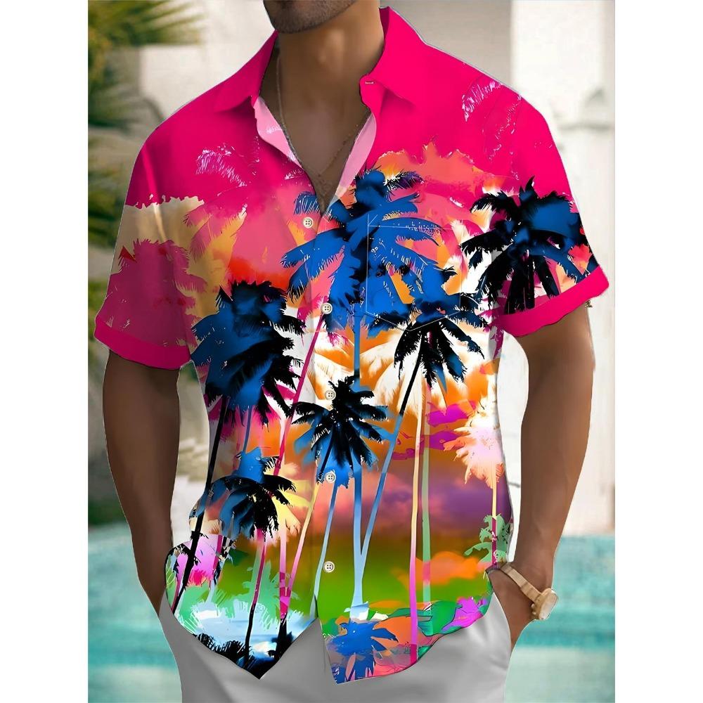 Nuova Camicia da Uomo Hawaii Primavera/Estate Moda Tempo Libero Passeggiata in Città Turista Spiaggia Stampata Completamente Aperta Manica Corta Bottoni, Spedizione Rapida