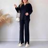 Spring 2025 Women's Solid Color Zippered Knit Set: High Neck Ribbed Loungewear Two-Piece