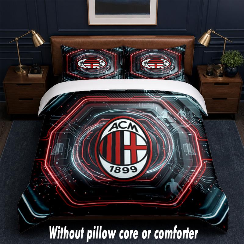 AC Milan Design Bed Bedding Set 1 Duvet Cover + 2 Pillowcases Soft Breathable Household Bed Linens