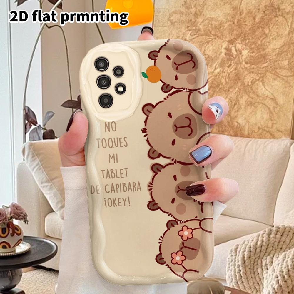 Phone Case: 2D Flat Samsung Galaxy A34 A35 M05 M06 S20 S22 S21 FE Plus 5G Protective Case, Couple Style, Layered Capybara, Christmas and Halloween Gif