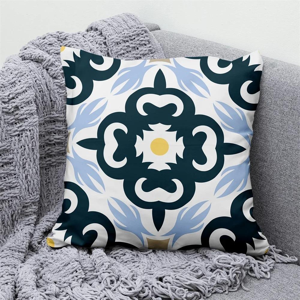 Blue Geometric Decorative Pillowcase Interior Decoration Office Living Room Home Pillowcase