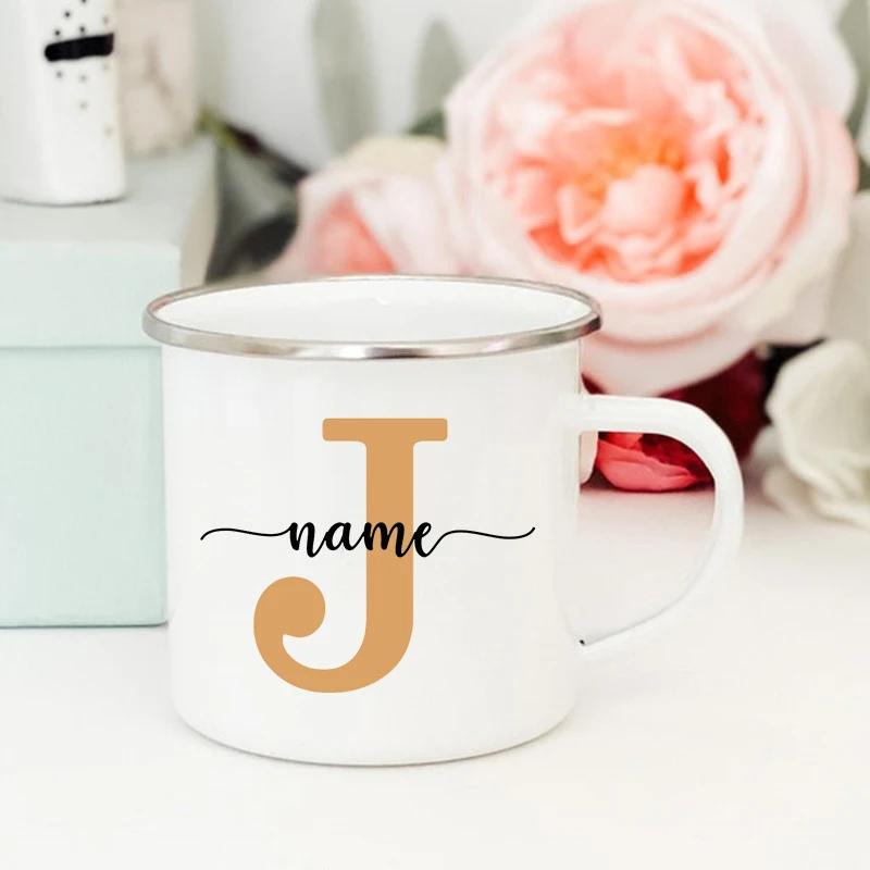 

Custom Cup Customized Coffee Enamel Mugs Personalized Initial Name Mug Outdoor Cups Anniversary Couple Engagement Wedding Gifts 360ml