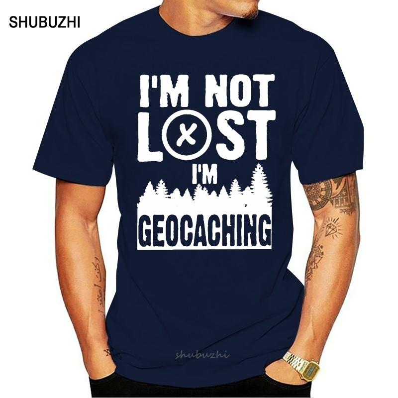 One Yona Men TShirts Im Not Lost Im Geocaching T Shirt  Cotton Tee Geocacher Cache Gps Sports Navigation Hiking Tops