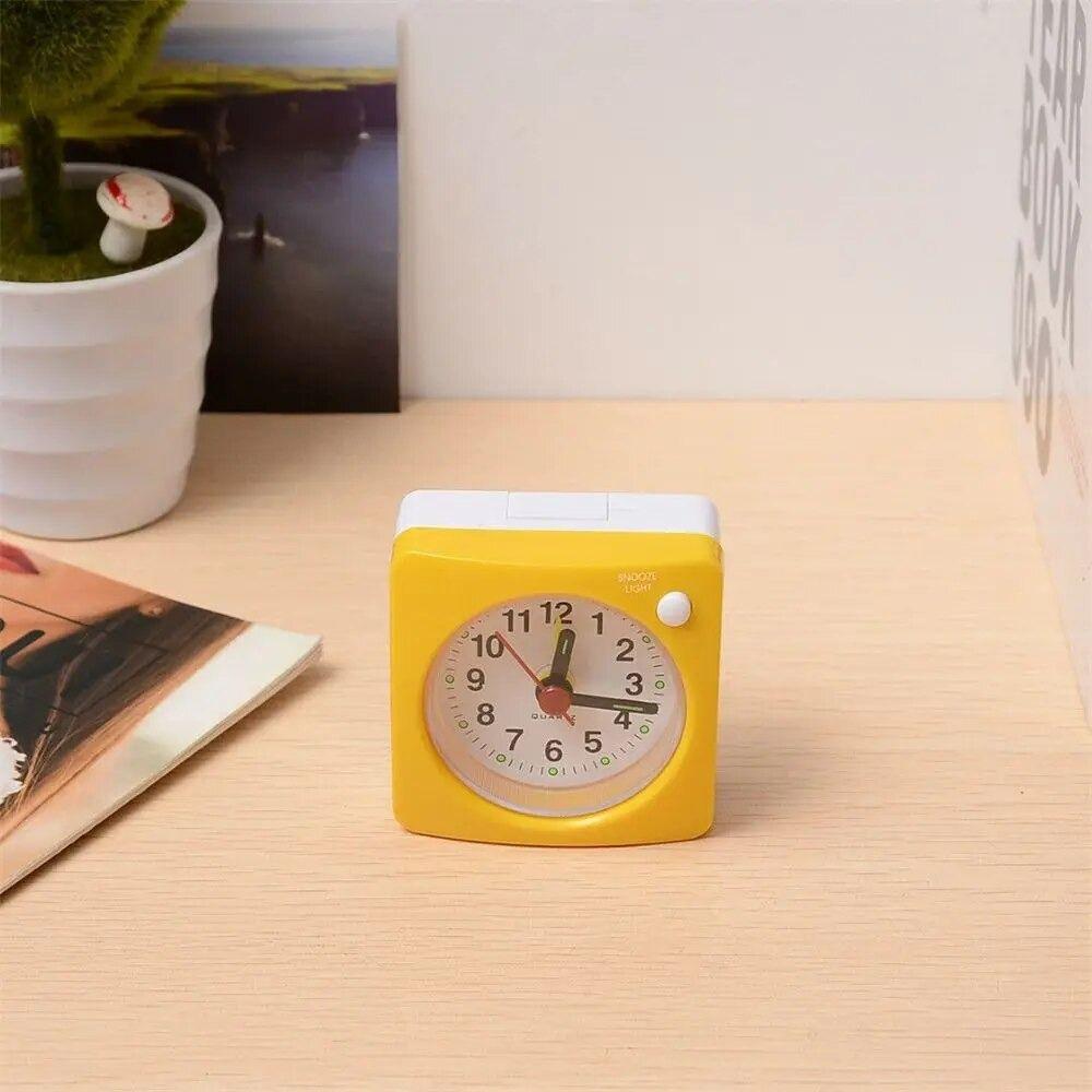 Portable Square Alarm Clock With Light Student Silent Clock Practical Small Travel Clock  Bedside