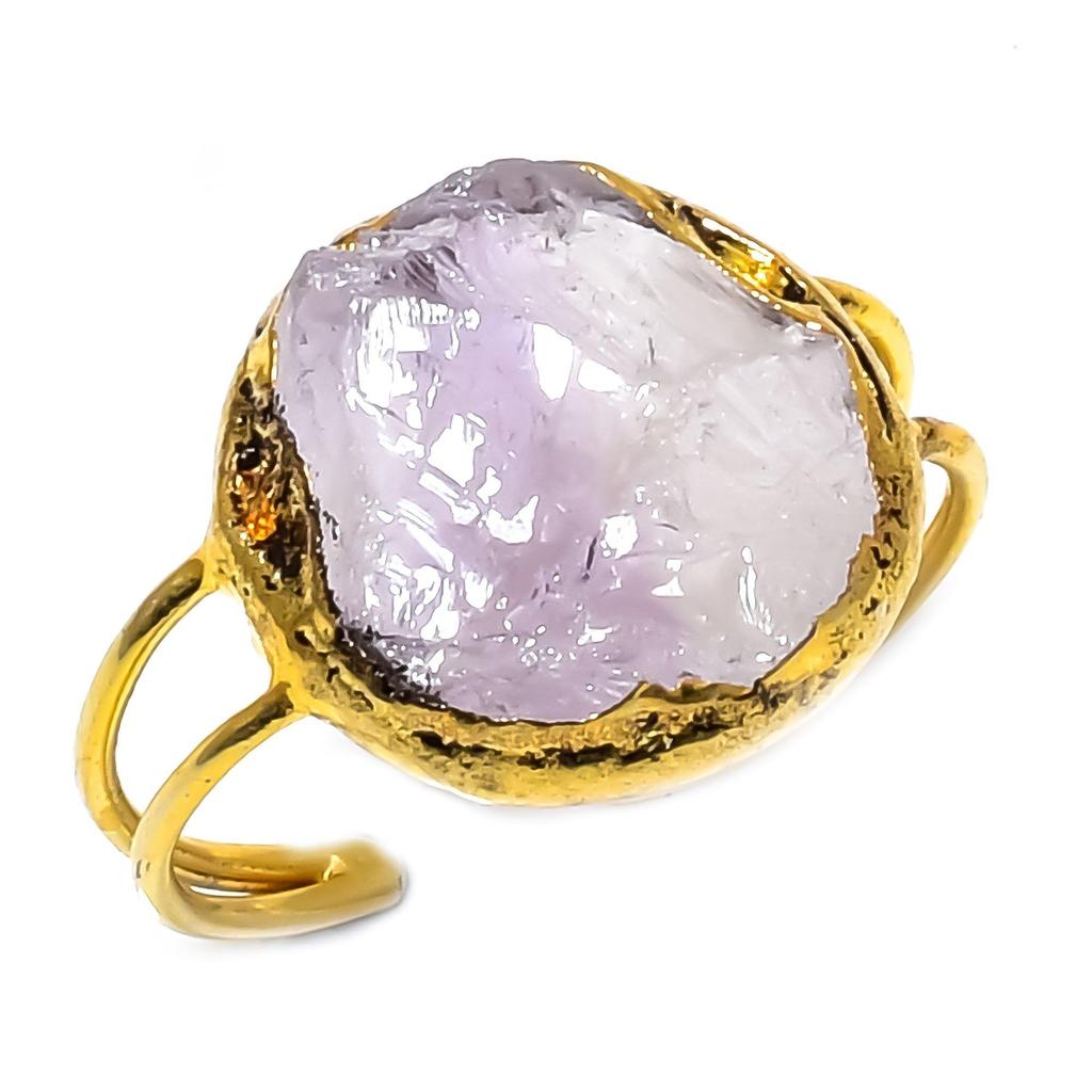 Amethyst Handmade Gemstone Ring, Copper Electroformed Ring Antique Jewelry, Adjustable Ring Engagement Gift