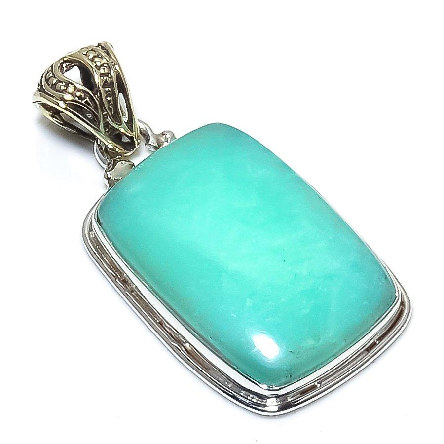 Natural Chrysoprase Gemstone 925 Solid Sterling Silver Gift Pendant 1.50" Y5L33