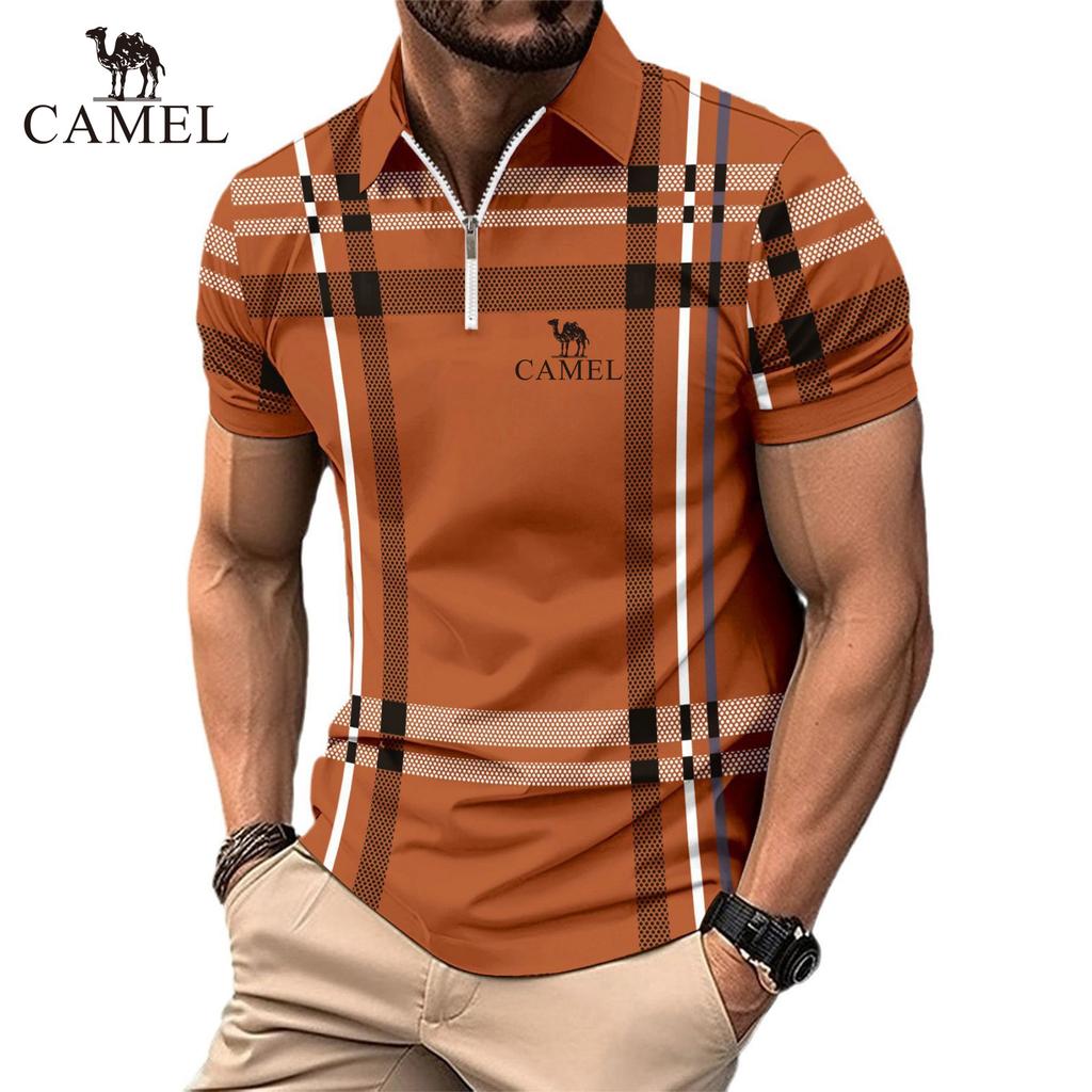 2024 Sommer menns rutete stripe POLO glidelås sportsbroderi merke poloskjorte