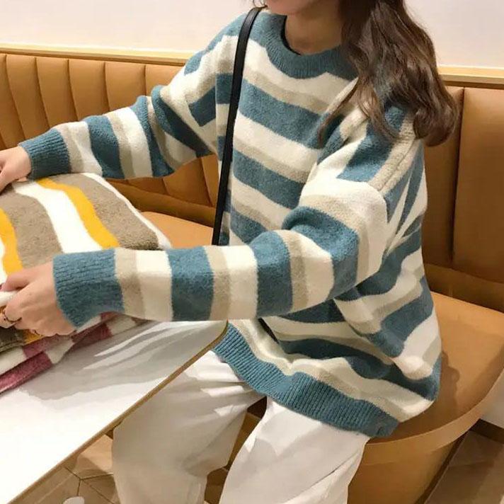 WTEMPO Women Large Size O-Neck Sweaters Loose Autumn Winter Versatile Long Sleeve Short Knitted Pullover Casual Bottoming Sweaters