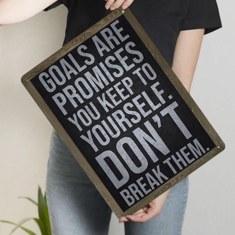 

Inspirational Metal Wall Art Goals Are Promises Quote Decor for Home Office Study Room Motivational Tin Sign Decoration 7.9x11.8In(20x30cm)