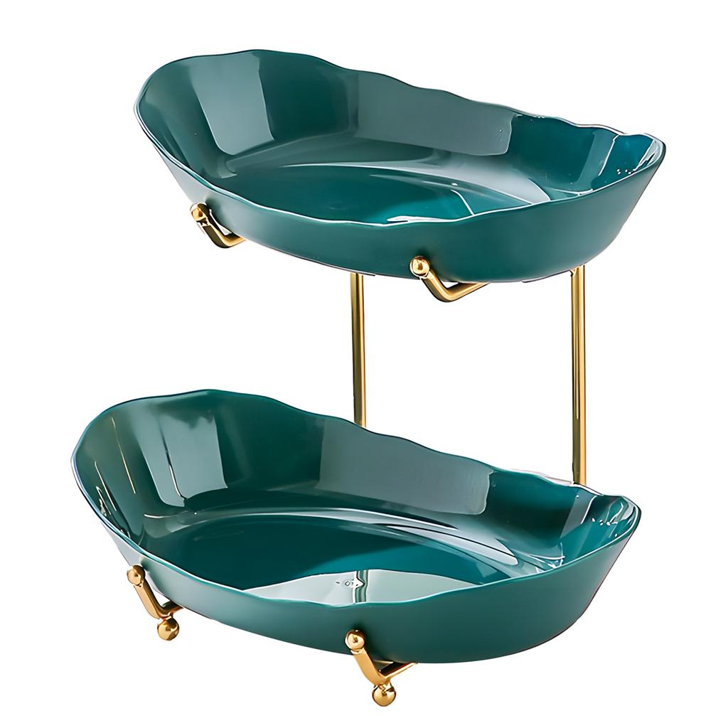 Fruit Bowl for Kitchen Counter 2 Tier Acrylic Fruit Basket with Serving Bowls and Metal Stand