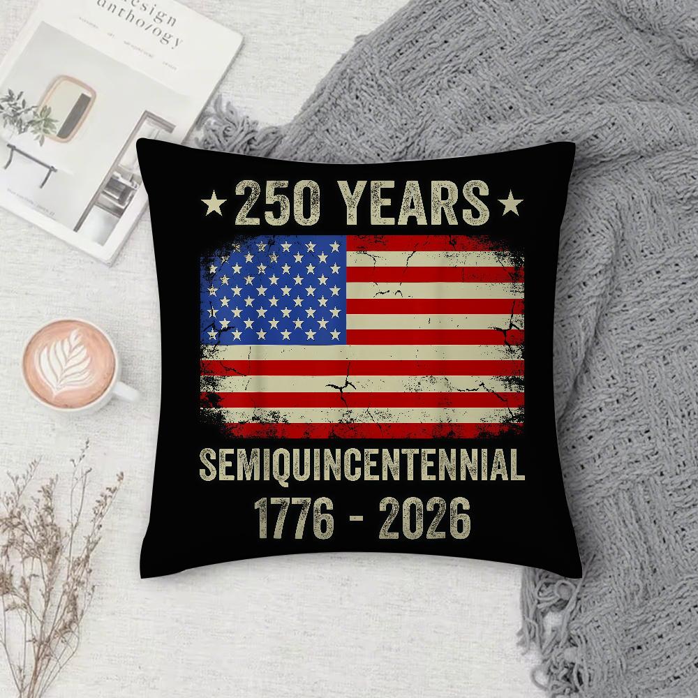 American th Anniversary Pillow Case Square DoubleSided Printing Sofa Cushion Cover Pillowcase Bedroom Bedside
