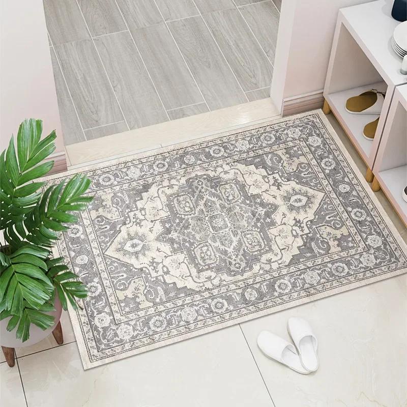 1PC Vintage Red Living Room Rug Area Rug Washable Boho Rugs Carpet Non-Shedding Throw Rug for Farmhouse Indoor Kids Playroom