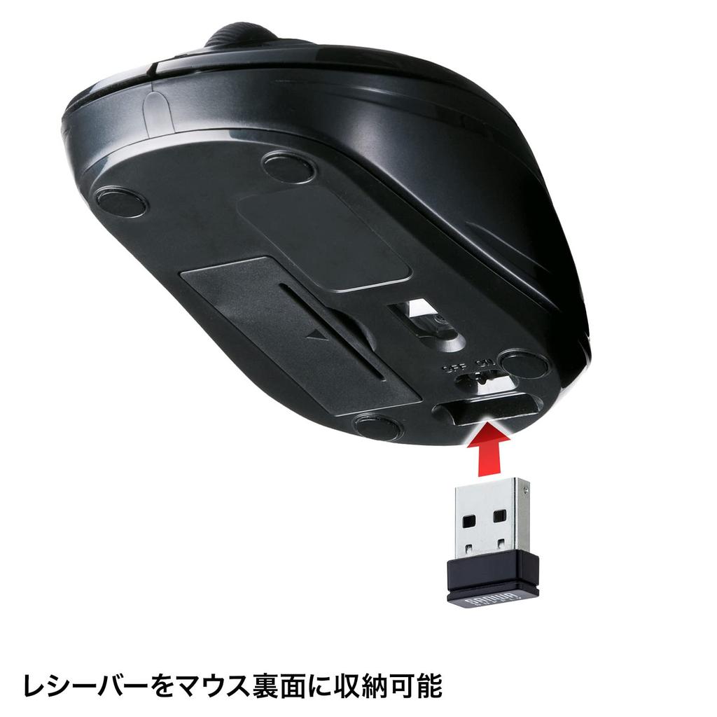 Sanwa Supply Silent Wireless Blue LED Mouse Antibacterial, (Black) MA-WBSK315BK