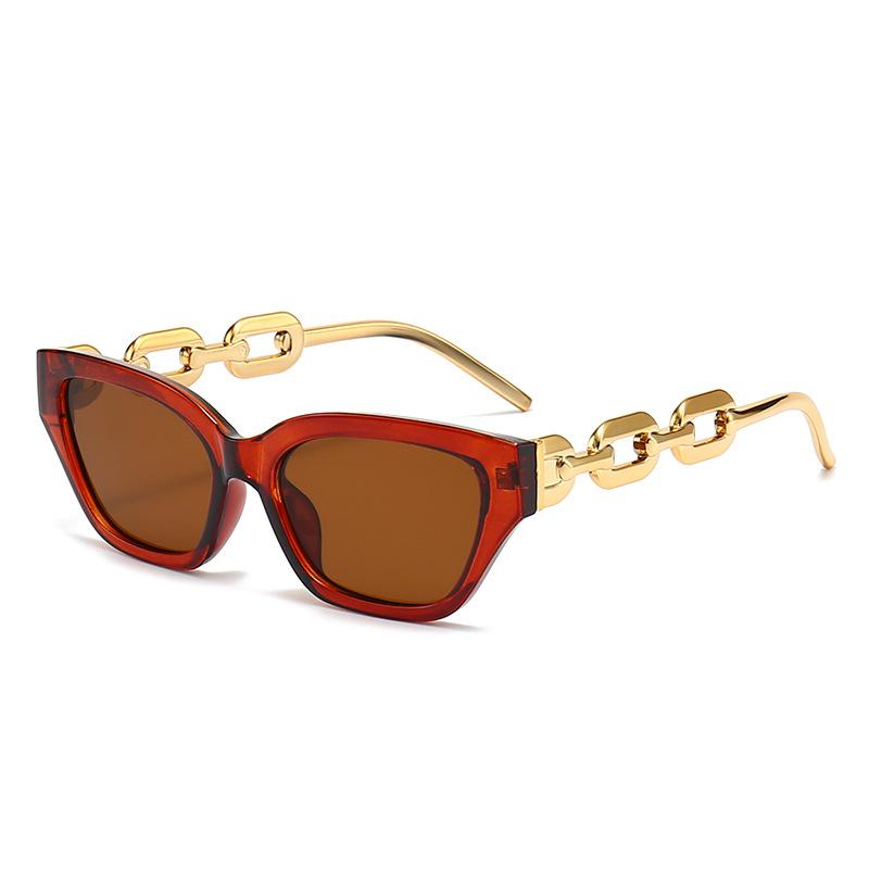 Luxury Chain Cat Eye Sunglasses, Unique Thick Frame Design, Unisex, Uv Protection Sunglasses 5610