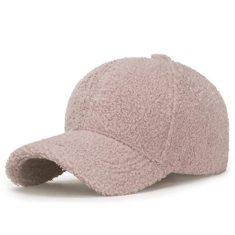 Winter Lammwolle Unifarben Schlichte Baseballkappe - Warmes Teddyfleece, schmeichelt dem Gesicht, strukturierte Krone