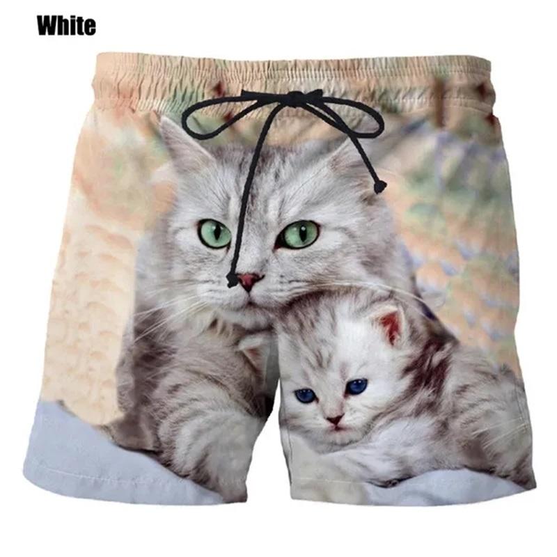 Fashion Cute Cat Graphic Board Shorts For 3D Printed New Casual Unisex Funny Animal Beach Swimming Shorts Trunks