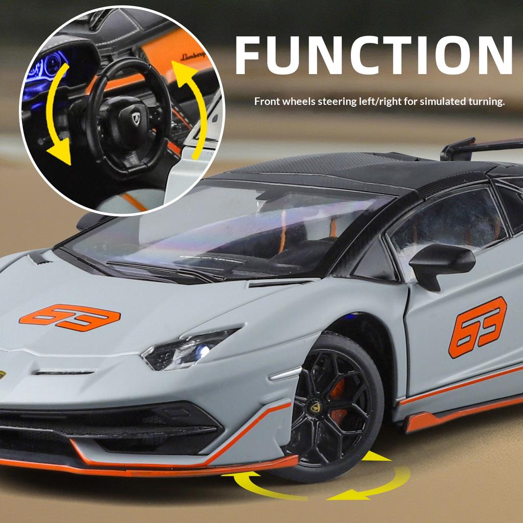 1/24 Metall-Druckguss Lambor SVJ63 Supersportwagen Modellspielzeug für Jungen und Mädchen