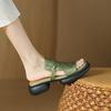Shoes for Women  Women's Peep Toe Slipper Casual Square Heels Ladies Mules Fashion Outdoor Slides Pantuflas De Mujer 2025