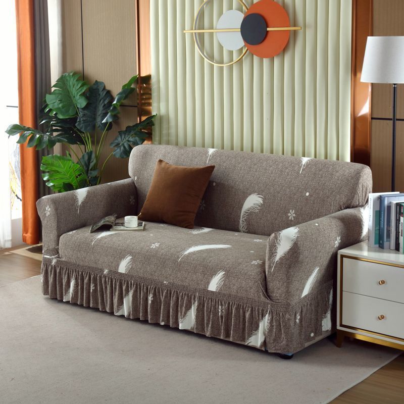 1pc Stretch Sofa Slipcover, Sofa Cover with Skirt, Couch Cover Furniture Protector, for Bedroom Office Living Room Home Decor