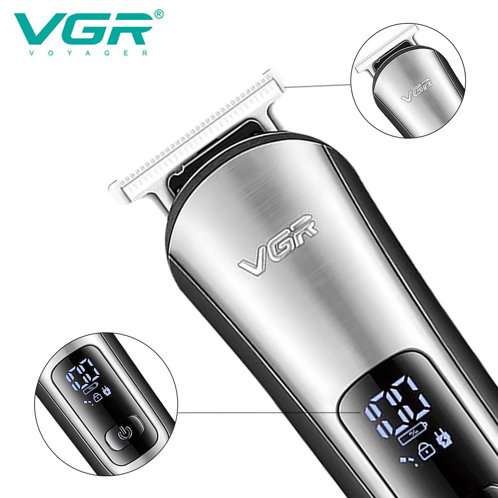 VGR 111 5-in-1 Men's Care Nose Hair Sculpting Electric Fader Shaving Hair Clipper Hair Trimmer Set Smart Digital Display LED Shaver Safe and Hygienic