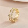 Luxury Zircon Water Drop Open Rings For Women Girl Exquisite Double-Layered Adjustable Finger Ring Wedding Jewelry Gift