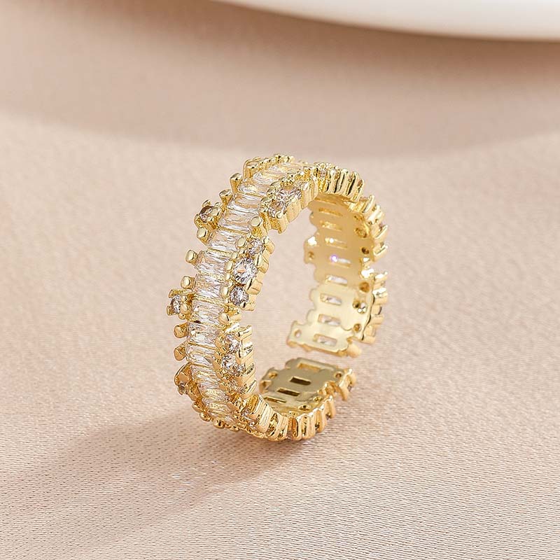Luxury Zircon Water Drop Open Rings For Women Girl Exquisite Double-Layered Adjustable Finger Ring Wedding Jewelry Gift