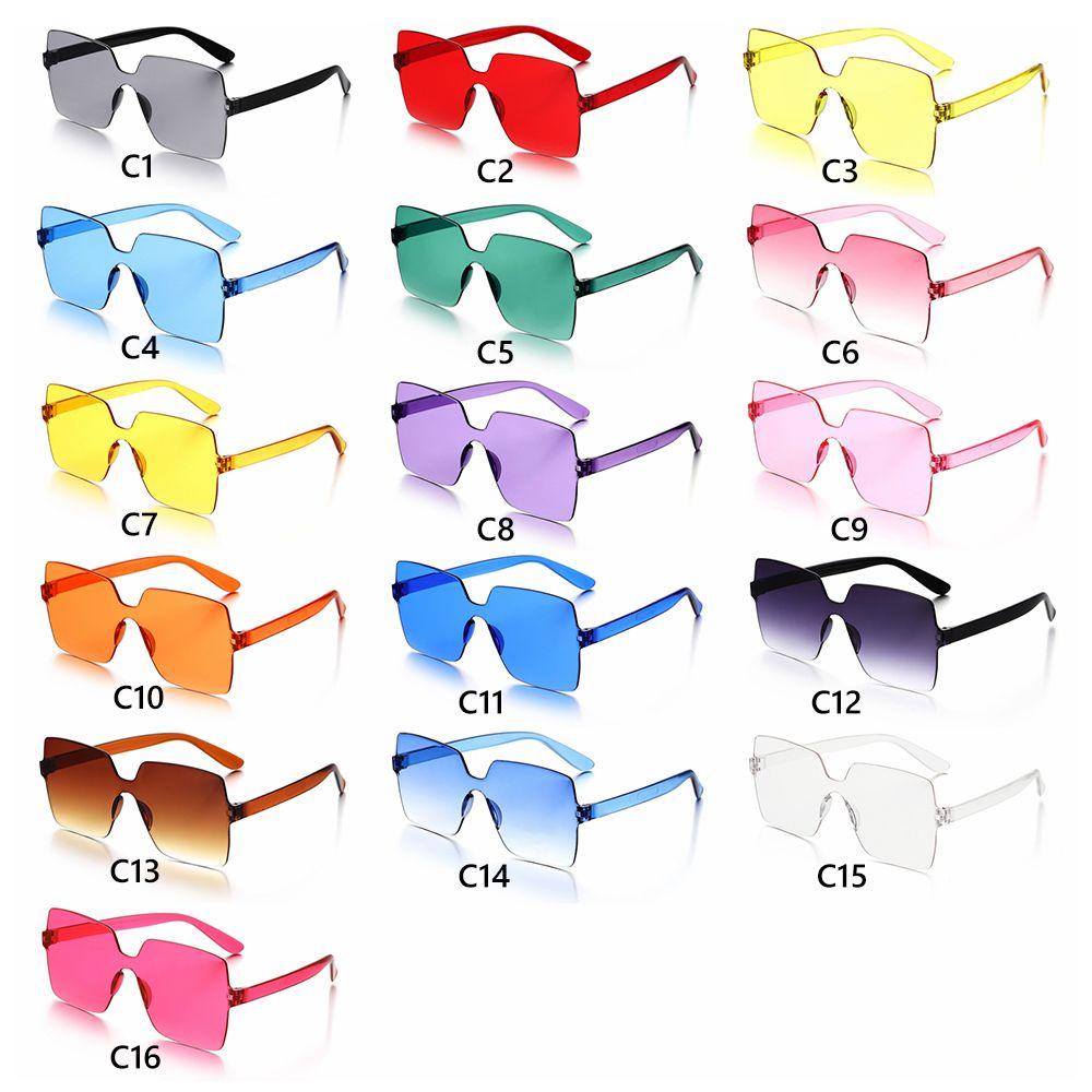 Costume Transparent Candy Color Sunglasses for Women Glasses Rimless Square Sunglasses High Quality High Quality