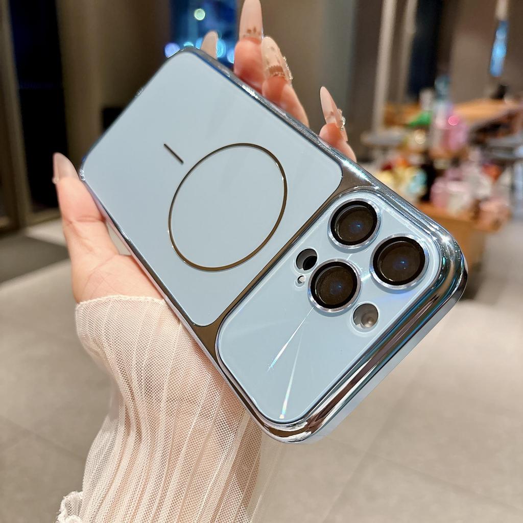 Electroplated Magnetic Thin Ring Case for iPhone 16 Pro Max with Lens Protective Film