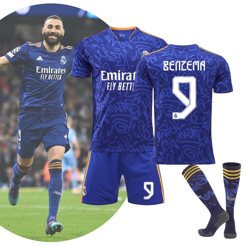 Season 2122 Real Madrid Number 9 Benzema Kid Adult Soccer Jersey Sports Apparel