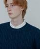 BLANKROOM Wool Cable Knit_Melange Navy