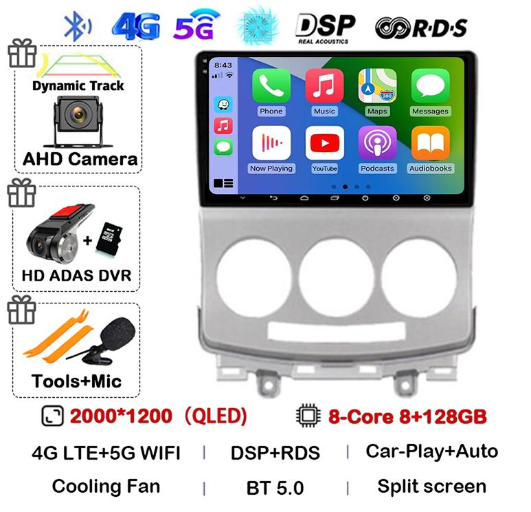 Android 14 Carplay Auto Car Radio For Mazda 5 2005 2006 2007 2008 2009 2010 GPS Multimedia Player Stereo Head Unit Audio WIFI+4G