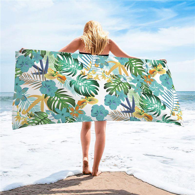 Summer Tropical Ultra-fine Fiber Beach Towel with Sun Protection